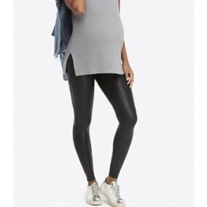 First Kick Maternity Womens Pants Faux Leather Leggings Black Small